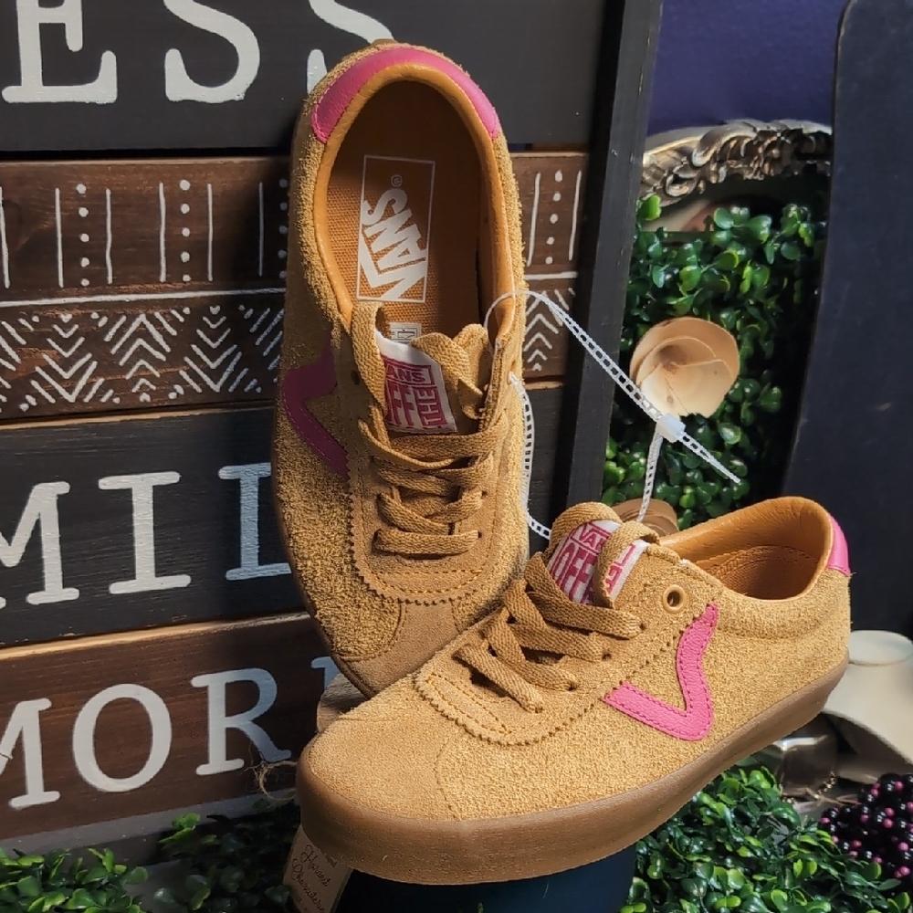 Sassy Suede & Popn Pink Leather Ladies Vans - Picture 3 of 14